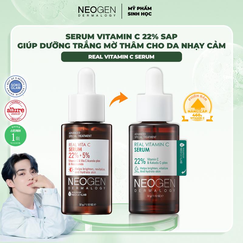 Serum Giúp Mờ Thâm, Hỗ Trợ Dưỡng Trắng Vitamin C 22% SAP Neogen Dermalogy Real Vita C 32g