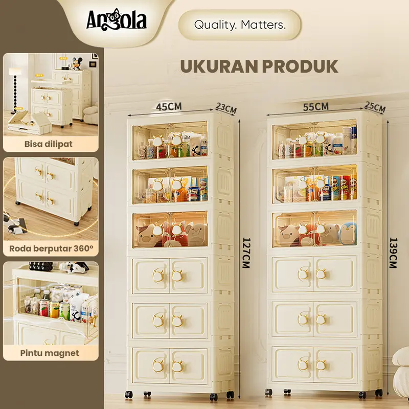 Angola Shop Lemari Lipat Plastik 3-5 Tingkat G34-G43 Lemari Serbaguna / Lemari Pakaian Plastik Ekstra besar Asli Furniture 8