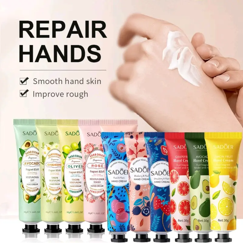 (5pcs) SADOER Hand Cream Fruit 30g Lotion Muisturizing - Krim Tangan Anti Keriput dan Melembabkan kulit Kering Perawatan Berminyak 0