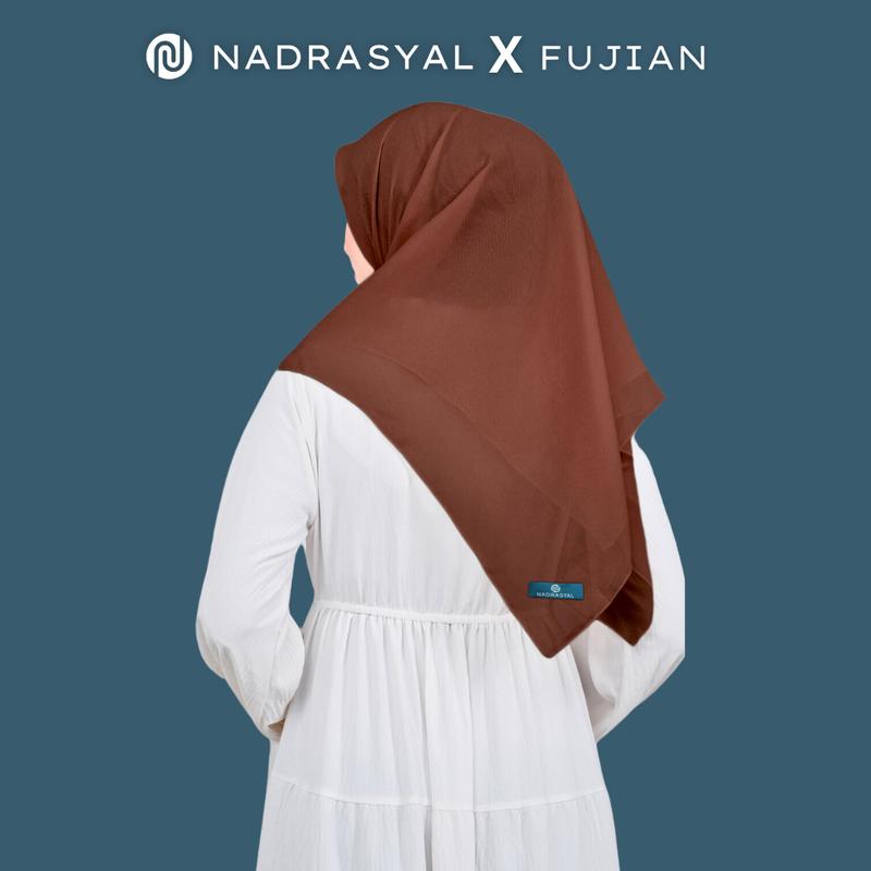 FLASH SALE - NADRASYAL X FUJIAN PLAIN SQUARE Premium Aromatic Hijab Segiempat Polycotton Jilbab persegi Bella Square Scarf Mewah Kain Nyaman Kerudung Basic dengan Pouch 4