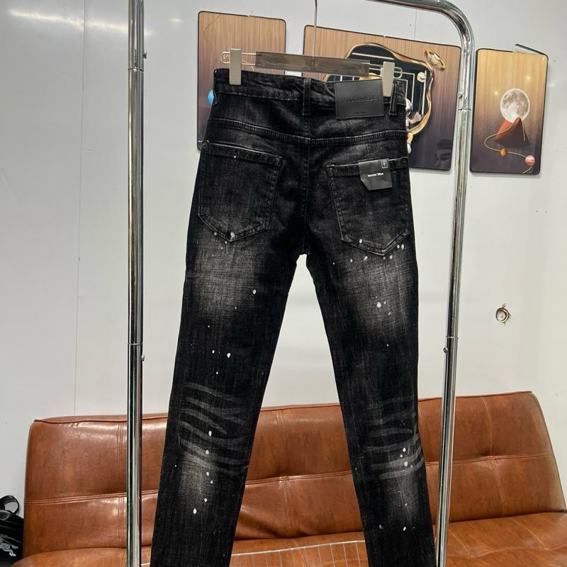 Quần jean bò nam D2 slimfit đen xám wash rách tua sợi lót vải vảy sơn phong cách boy... 5