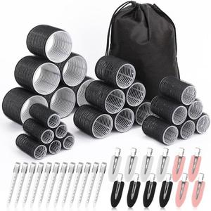 Rulos transparentes para rizos en bolsa, para volumen en la raíz y flequillo aireado, rulos autoadhesivos sin calor para estilizar fácilmente