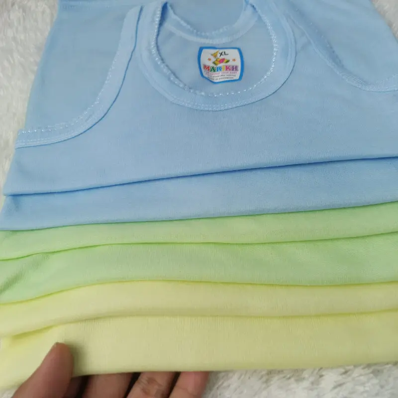 PAKET 12 PCS 6 PCS Singlet Kaos sangsang Dalam Anak laki laki dan Bayi Unisex Bahan katun Umur 0 - 5 Tahun Biru Kuning Perempuan Cewek Cowok 1