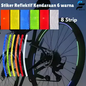 Sticker Glow In The Dark Untuk kendaraan Roda Velg Mobil Motor Sepeda Helm Strip Reflektif Warna-warni Aksesori Stiker Dekorasi