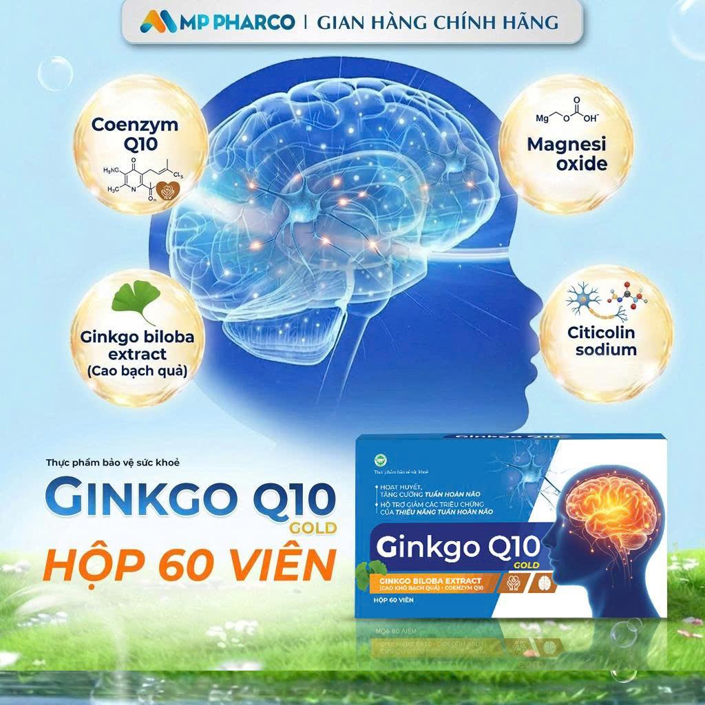 MP17 Viên Bổ Não TPBVSK GINKGO Q10 GOLD Hỗ Trợ Hoạt Huyết Tăng cường tuần hoàn não -Hộp 60 viên