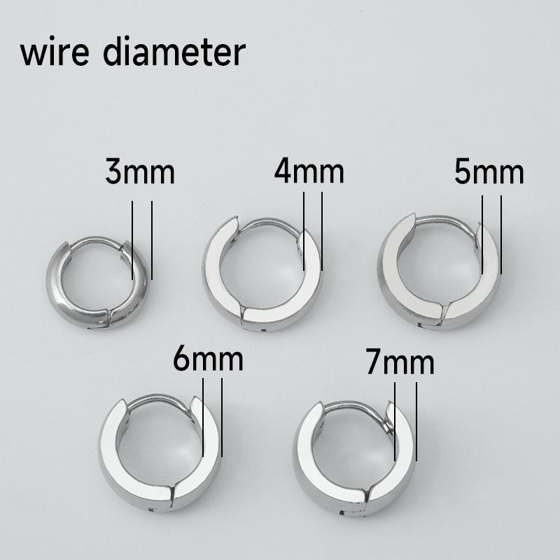 Stainless steel fashion commuter cross-border new simple personality literary niche plain circle men's and women's hoop earrings 3