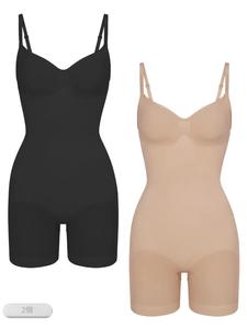 女性用ソリッドスクープネックシェイプウェアのCami Romper、カジュアルなタミーコントロールバットリフティングシェイプウェアのボディースーツ、インドアアウトドアウェア用のレディース服