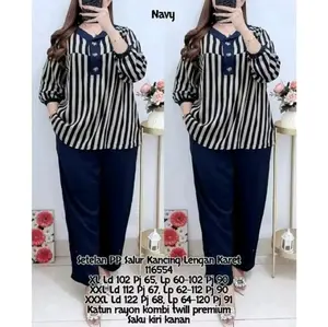 TERLARIS!! Setelan wanita motif garis salur kancing depan aktif busui frendly pollycoton premium