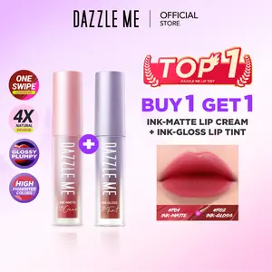 [BUY 1 GET 1] DAZZLE ME Ink-Matte Ink-Gloss Lip Cream Ombre Collection Lip Cream Lip Tint Pigmented One Swipe Coverage Lip Cream dengan hasil akhir Matte Finish & Tahan 12 Jam