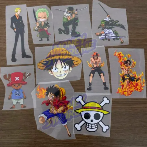 SABLON STIKER DTF SATUAN TEMA ONE PIECE UKURAN 8 - 9 CM