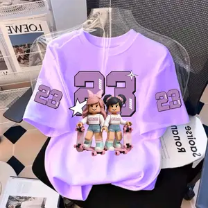 Kaos OVERSIZE ROBLOX 23 UNGU TANGAN Anak perempuan/Fashion Anak Perempuan Kekinian/Baju Anak perempuan Model Terbaru/Kaos Anak perempuan Virall/Pakaian Anak Cewek