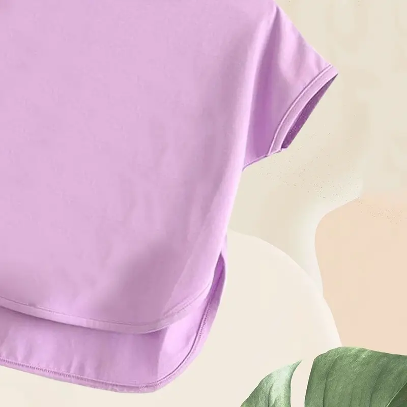 Setelan baju anak perempuan polos celana pendek umur 1 2 3 4 5 6 7 8 9 10 11 12 tahun Katun Parsel set hotpants 3