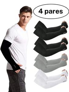 4 pares de mangas deportivas unisex con protección solar, diseño de compresión, ideales para golf, ciclismo, correr, pesca y uso diario