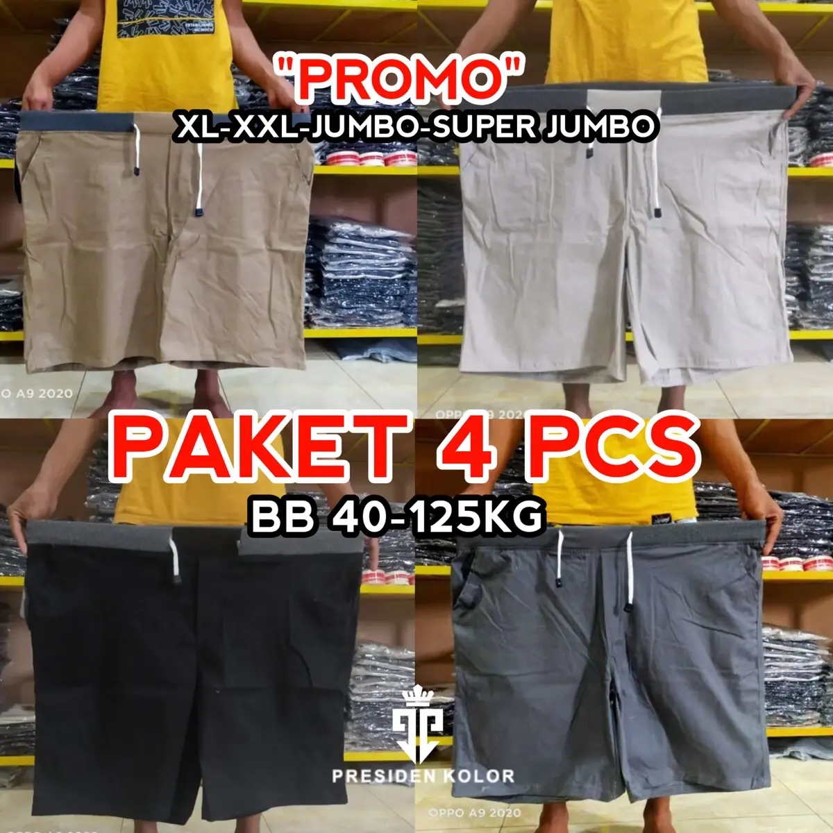 Cinos super jumbo bb 40-125kg 100 rb dapat 4pcs unisek karet jumbo Polos Santai Katun Unisex Combed Celana Pria Dewasa