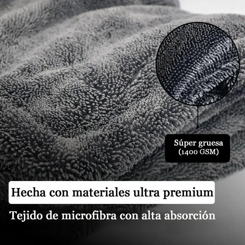 Toalla de Secado para Auto Black Link de Microfibra Premium 1400GSM Superabsorbente de Doble - Foto 9