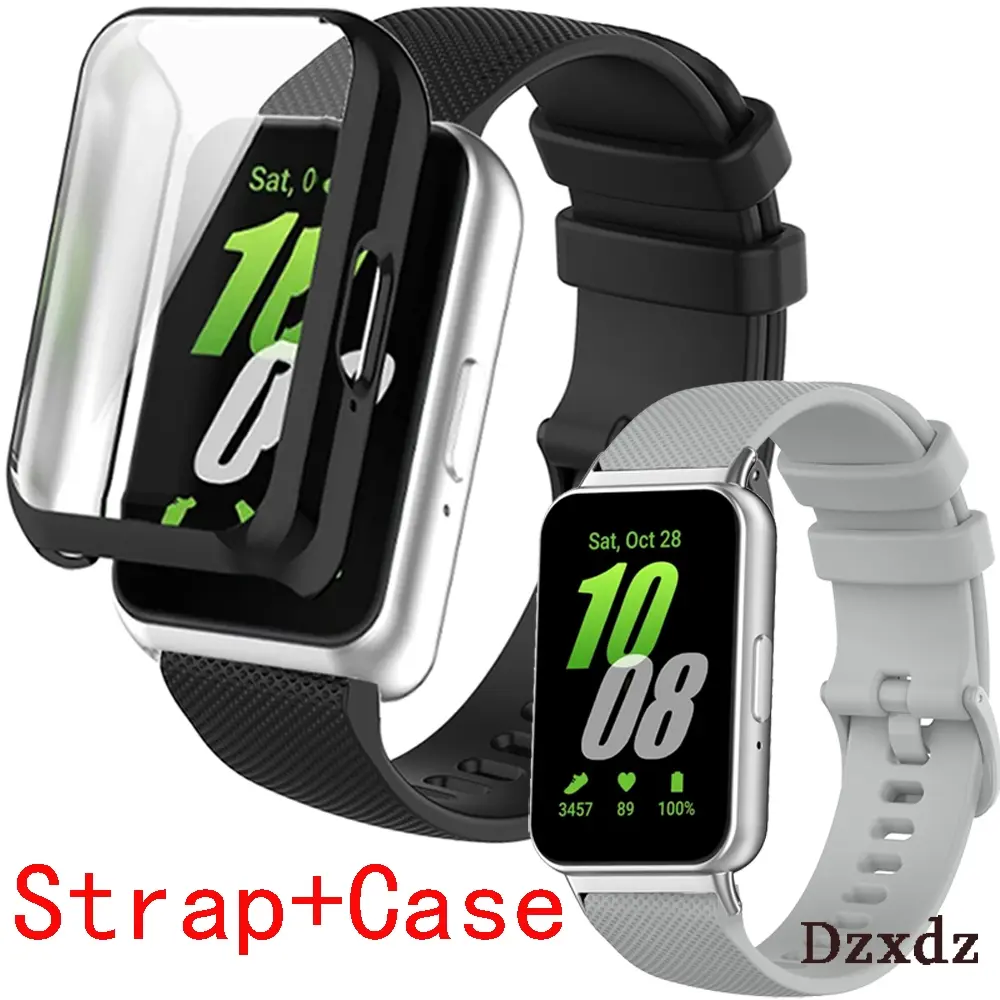 2in1 for Samsung Galaxy Fit 3 fit3 case protector TPU soft protective bumper cover strap EasyFit bracelet silicone band