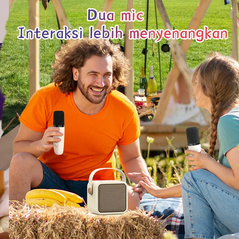 【COD】Wireless Speaker Bluetooth ST01 2 Mic 1 Set Karaoke Speaker KTV Cute Wireless Lucu Portable Luar Ruangan Suara Bass Speaker Nirkabel 4