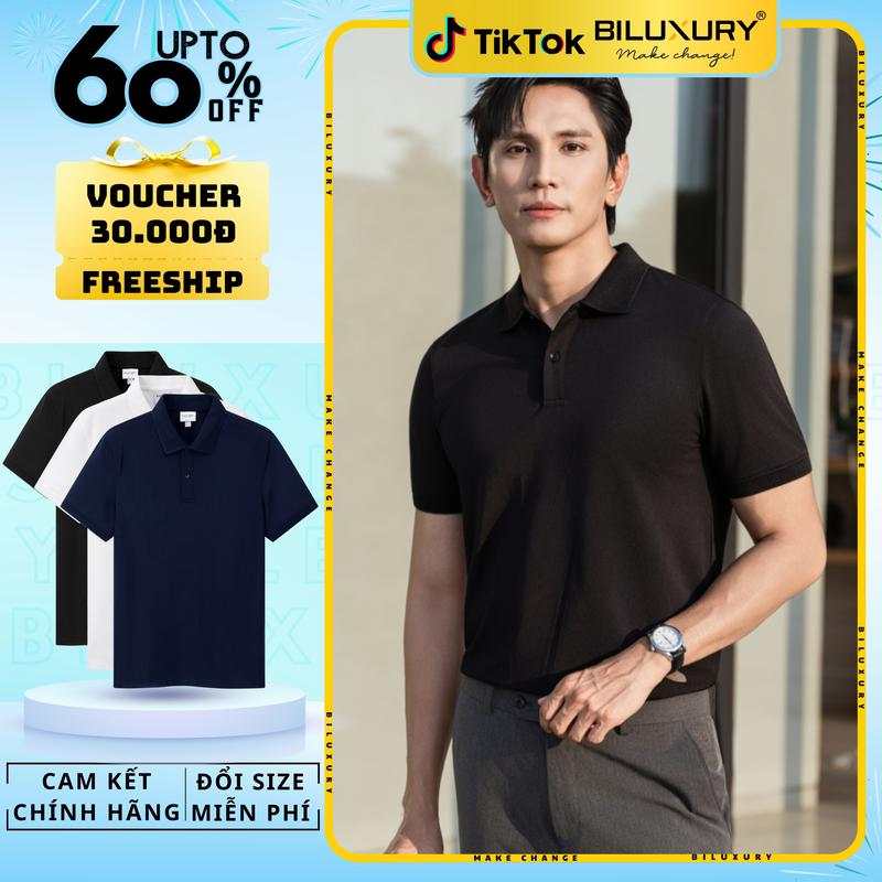 [Hàng Mới 2025] Áo Polo Biluxury Cao Cấp 9APCB522TRK/DEN/TTT Thiết kế tinh tế form ôm vừa người tôn dáng trẻ trung Nam Ngắn Tay Menswear Shirt Có Cổ