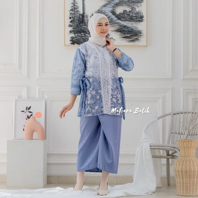 Debatik - Oneset lilia garden setelan outer kebaya brukat premium set inner bawahan polosan maxmara Dress Atasan Wanita Baju Kondangan Pesta Tunik Panjang Katun Dewasa Remaja Wisuda Mewah Motif Muslim Formal Nyaman 4