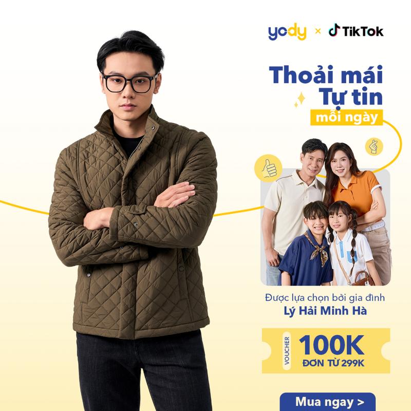 YODY Áo Phao Nam Trần Trám Nẹp Giấu Khoá Nhẹ Mềm Mại Giữ Ấm Tốt PHM7009