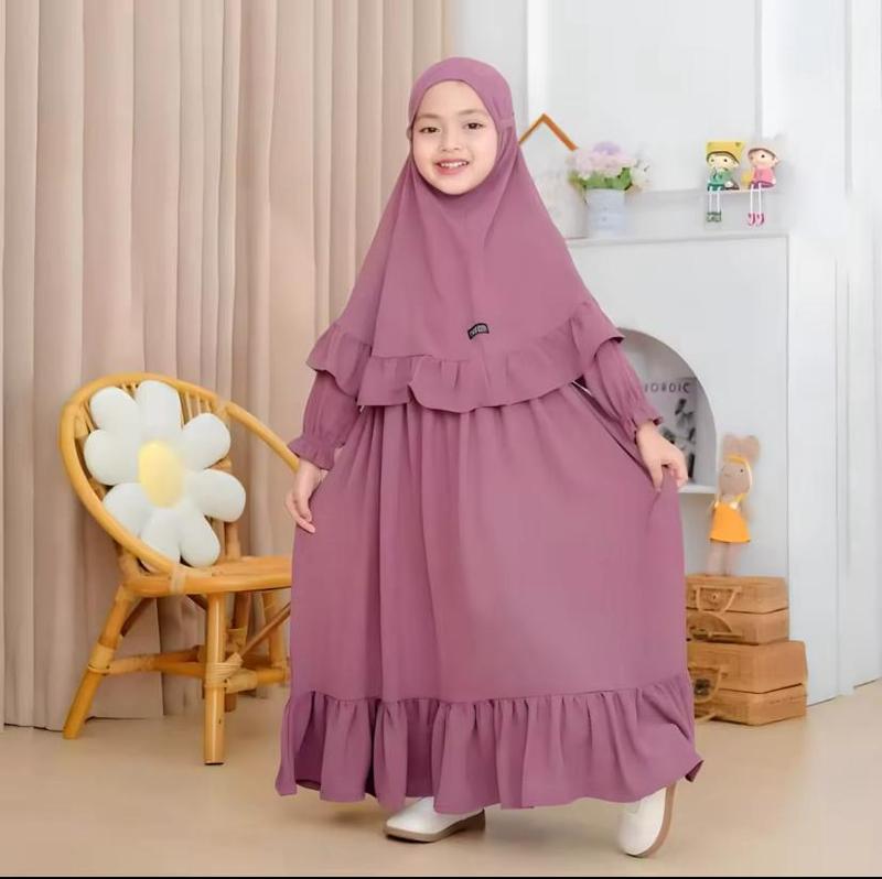 Gamis Anak Perempuan Yara Dress Syari Katun Terbaru 3-9 Tahun - Lembut, Baju 4