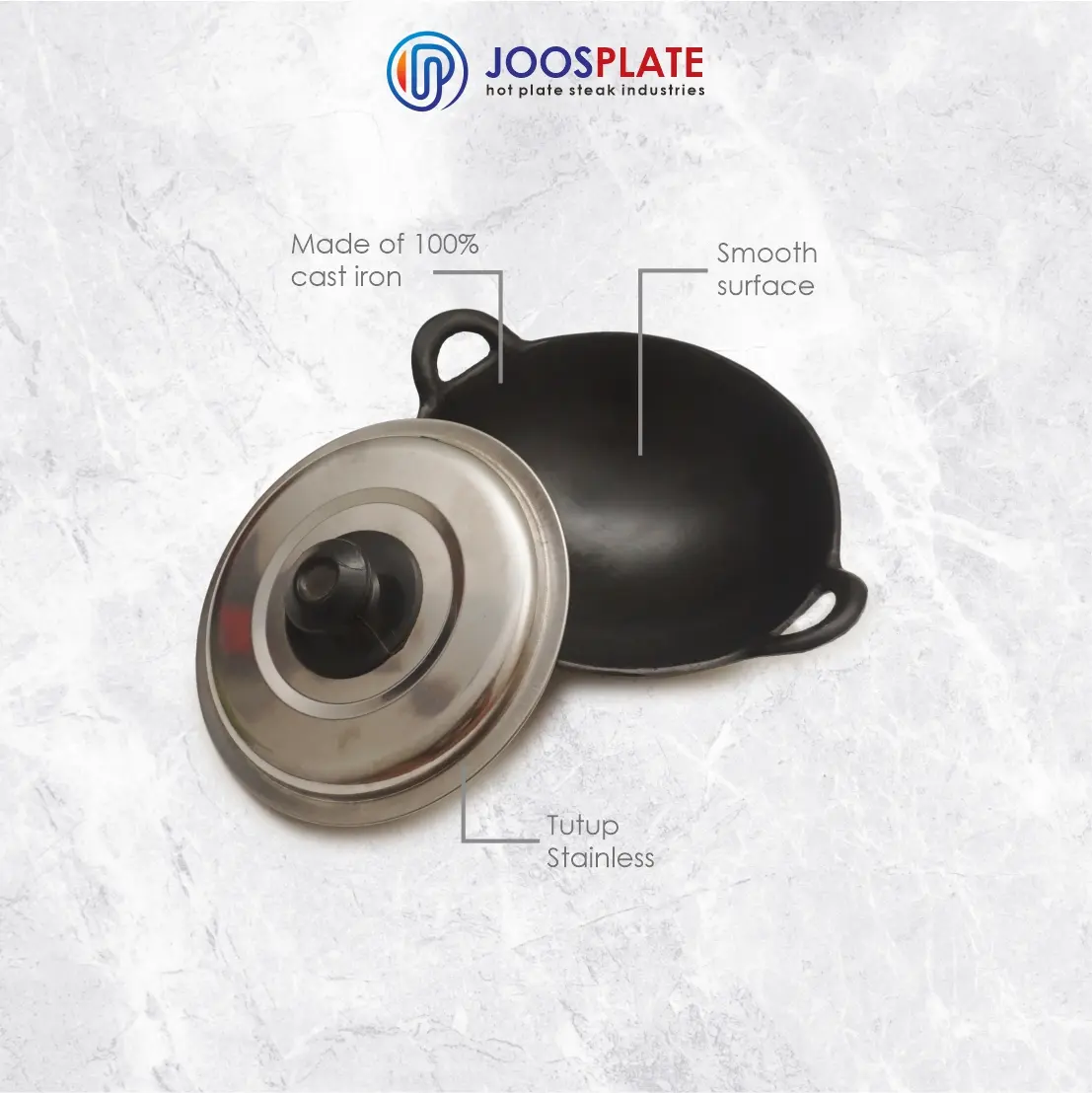 Wajan Mini Serabi Solo Cast Iron dengan Tutup Stainless - Diameter 16.5cm