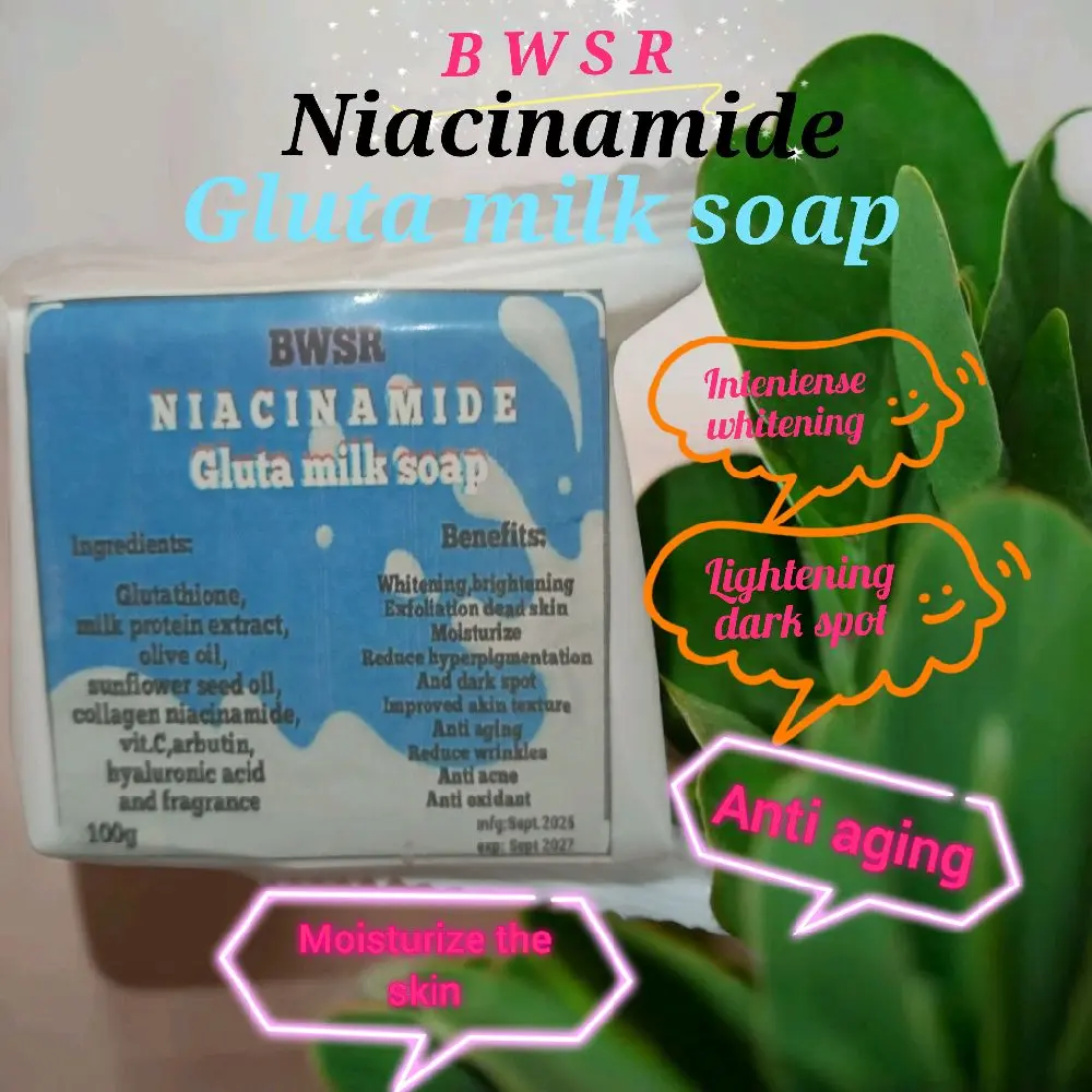 15 pcs niacinamide gluta milk soap, pillow pack wrap, 70g each bar, fir  face and body wash, glutathione+niacinamide best for whitening and  moisturizing,can be used to children 7 years old above. -