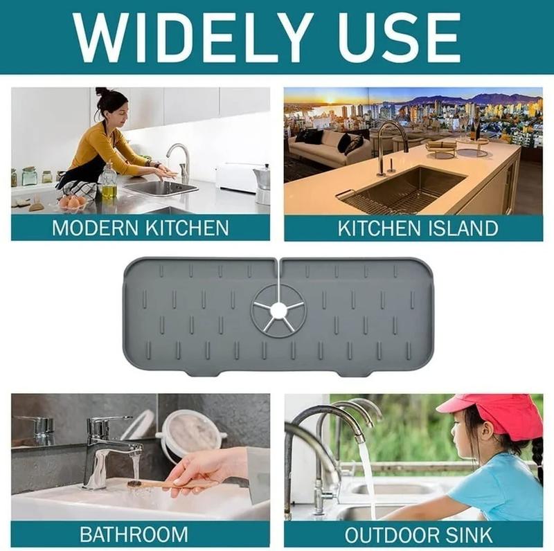 Product Introduction of Kitchen Silicone Faucet Absorbent Mat Sink Splash Catcher Countertop Protector Mat Draining Pad for Kitchen Gadgets Bathroom Accessories 11