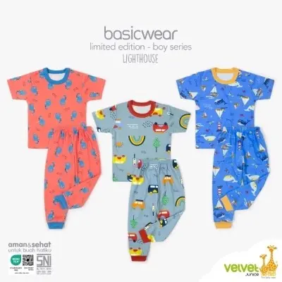 VELVET JUNIOR TERBARU - 1 PCS SETELAN BAJU PENDEK CELANA PANJANG LIMITED EDITION BOY SERIES Anak Motif 1