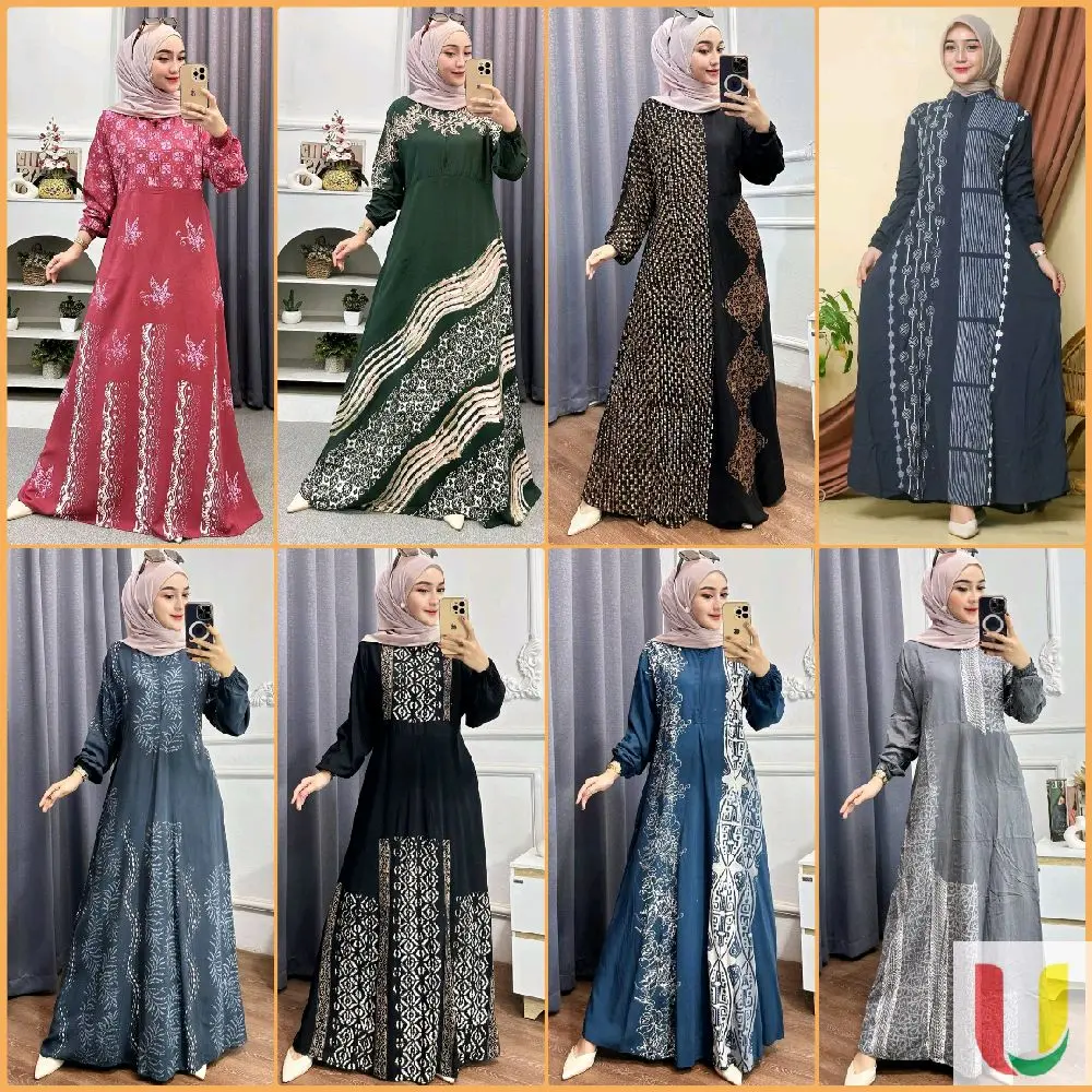 Gamis Lebaran Terbaru 2025 Rayon Twill Premium Pekalongan Home Dress Busui Jumbo Batik Usman Muslim Nyaman Syari Motif