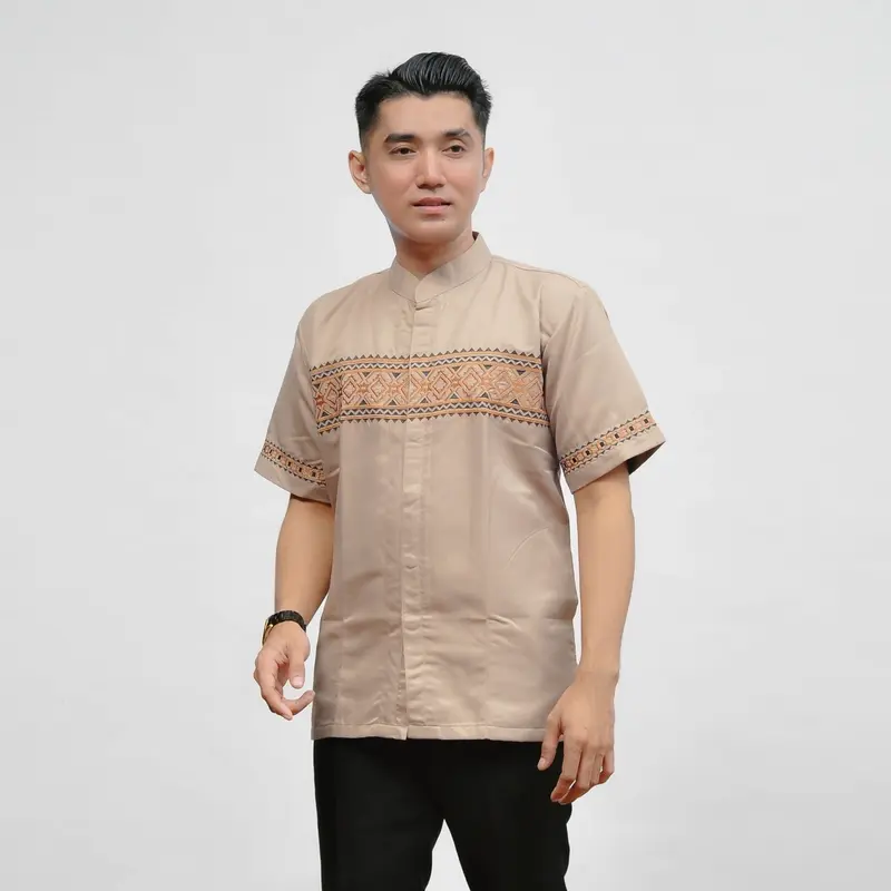 Al-khaj Baju Koko Muslim Bordir Pria Dewasa Lengan Pendek 2