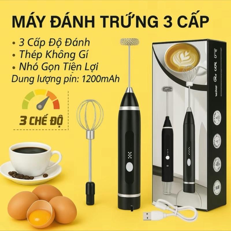 Máy Đánh Trứng, Máy Tạo Bọt Cà Phê 3 Tốc Độ Tiện Dụng Đi Kèm Theo Dây Sạc Máy…