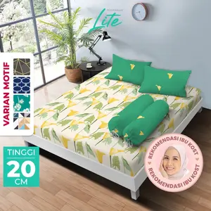 [PENGIRIMAN INSTAN] Kintakun New LITE Sprei Set Exclusive Special Minimalis Bunga Microfiber 20 cm Bantal Kain - Multivariant