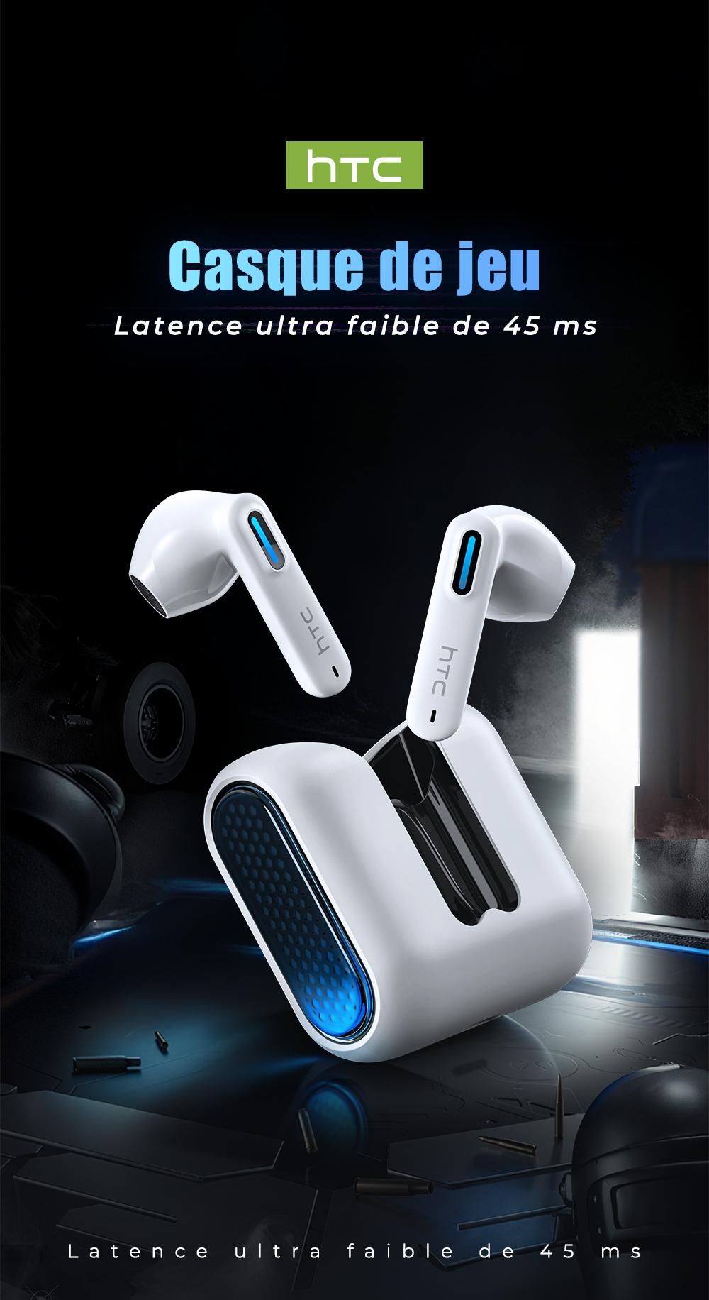 HTC NE49 AI Translation Earbuds Bluetooth 6.0 Gaming Headphones Real Time Translation in 134 Languages 35 Hours Long Battery Life HiFi Sound Quality IPX5 Waterproof Sports Travel Entertainment Music