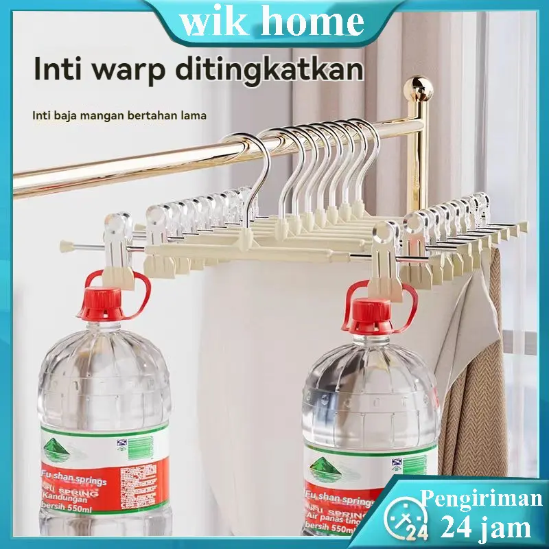 Hanger Celana Premium / Hanger Jepit Bahan/ Hanger Kerudung / Hanger Coating Premium Anti Karat/hanger baju/Gantungan Baju Jepit Dan Celana Gantungan Baju Hanger Jepit Besi Kawat Pants Hanger Clip Stainless Hanger Jepit Celana 2