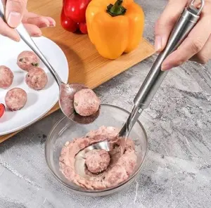 Sendok Cetakan Bakso Stainless Steel Alat Cetakan Meatball Kitchenware Bahan Stainless Berkualitas Tebal 20cm Mudah Digunakan Praktis dengan Pengait untuk Gantung