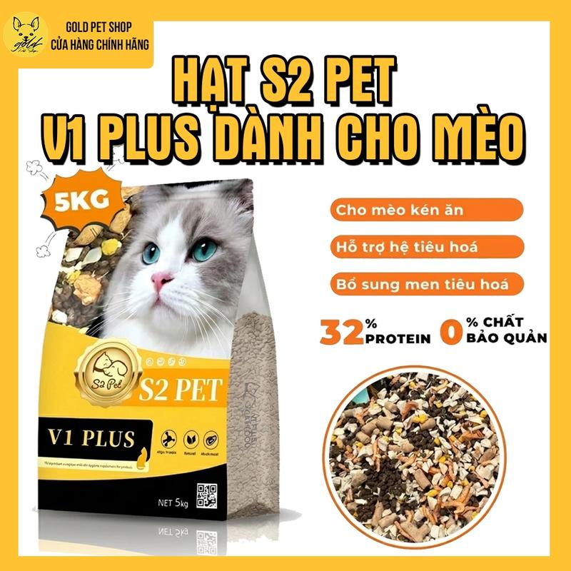 Hạt Cho Mèo S2PET V1 Đạm 32% Mix Thịt Đông Khô Kích Thích Thèm Ăn Phù Hợp Mọi…