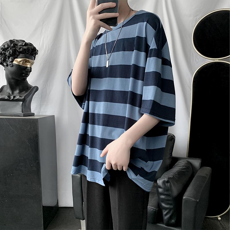 Product Introduction of Vintage striped T-shirt men's clothing Korean-style comfortable fine cloth fashion unisex clothes 23