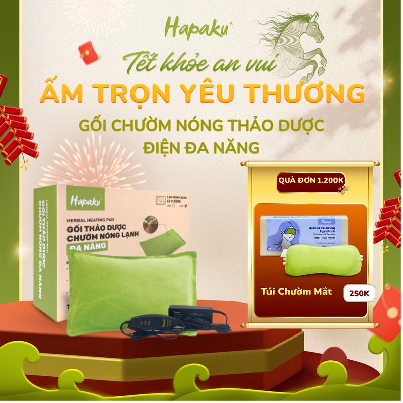   MUA 1 TẶNG 1 ĐƠN 1200K  Gối Thảo Dược Chườm Nóng Đa Năng Hapaku Làm Nóng Bằng Điện - Giảm Đau Mỏi & Thư Giãn Nhiều Vùng Trên Cơ Thể - Quà Tết Sức Khỏe Cho Người Thân Thương 