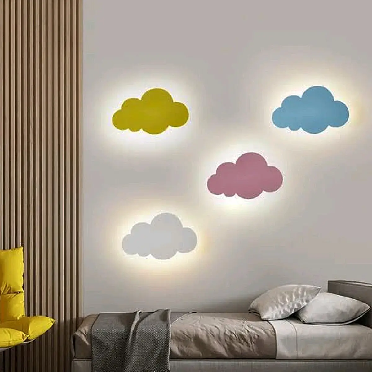 LAMPU AWAN BULAN PAPAN FULLSET HIASAN DINDING KAMAR LAMPU TIDUR AESTHETIC SEMUA WARNA Putih Ungu Biru Blue