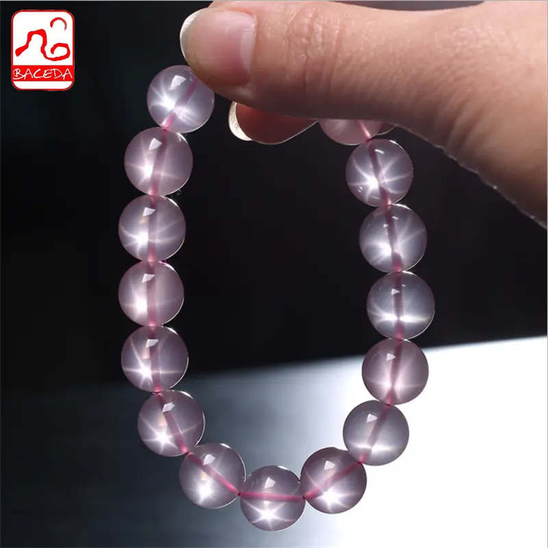 Vòng tay thạch anh hồng Starlight0314, 7mm, 8mm, 10mm, có chứng chỉ