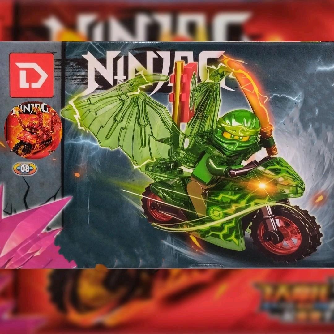 mainan anak ninja bersayap naga 7801 dragon kokoh keren + motor + bendera + ninja figure Kay Jay Cole Lloyd zane nya kai sensei master wu building blocks Set Hadiah Cowok Cewek Beraneka warna Game