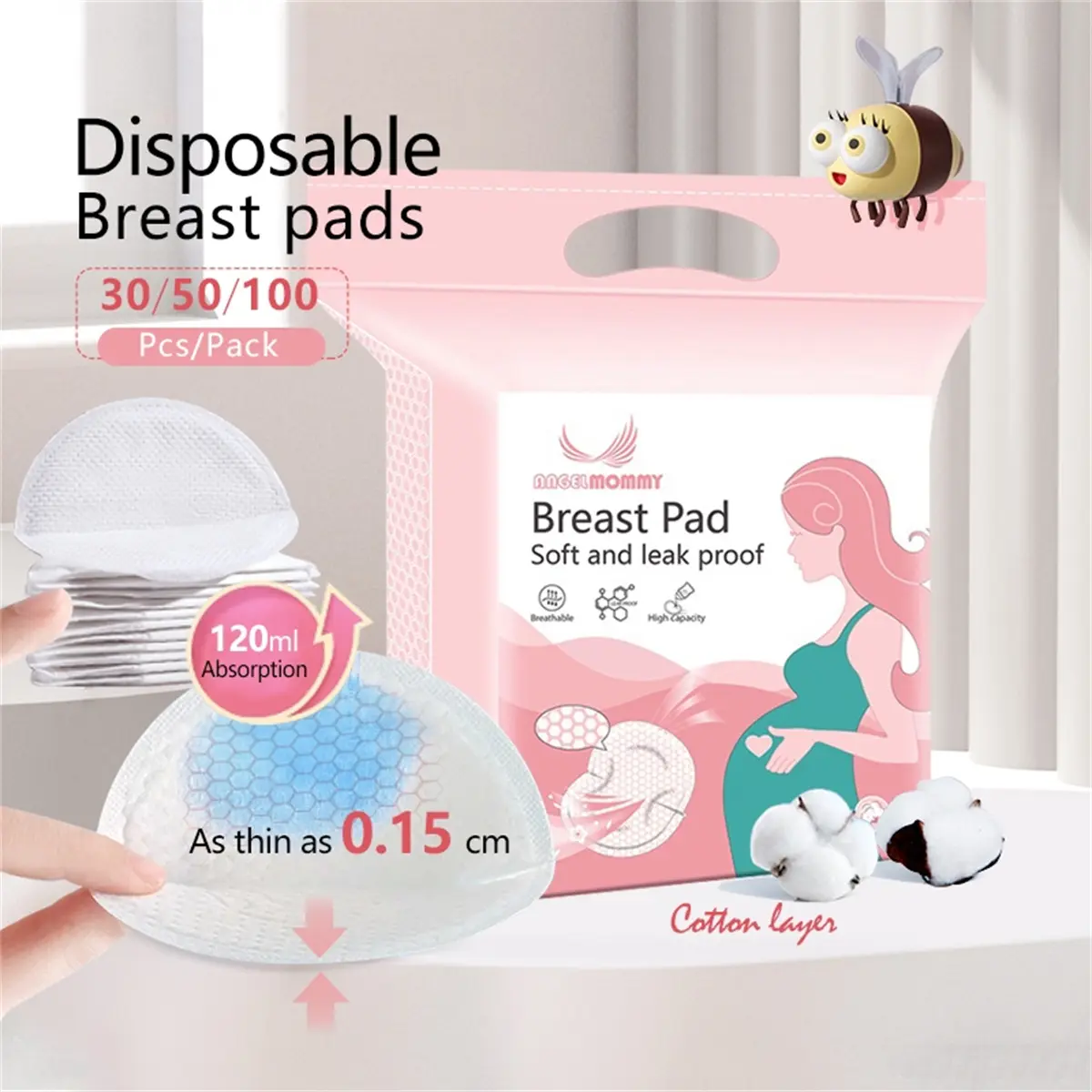 100PCS Breast Pad Thin＆Light Anti-leak Disposable Nursing Pad 150ml Absorption Breastpad Breathable Pad Bersalin Feeding