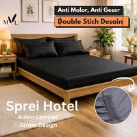 Gambar Sprei Set Hotel Stripe Salur Aesthetic - by Marvelo - Salur Coklat, 160x200 cm dari Marvelo Bedding Kab. Sleman 1 Tokopedia