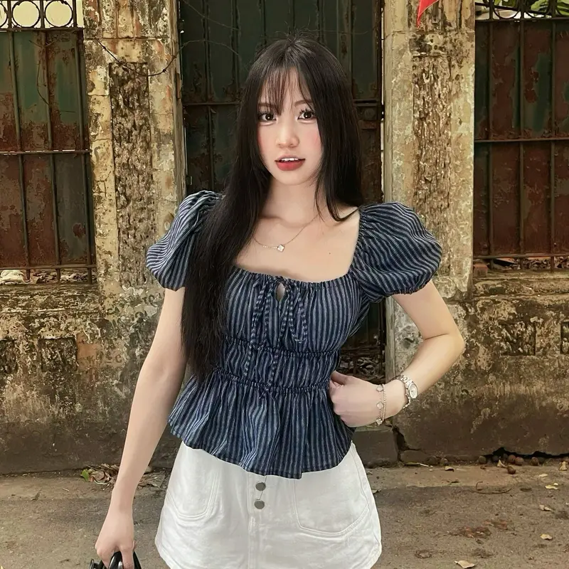 Áo babydoll linen kiểu xinh tay phồng tiểu thư công chúa bo thân nơ coquette ngực xinh xắn Kimee MA287 | BigBuy360 - bigbuy360.vn Áo babydoll linen kiểu xinh tay phồng tiểu thư công chúa bo thân nơ coquette ngực xinh xắn Kimee MA287 | BigBuy360 - bigbuy360.vn