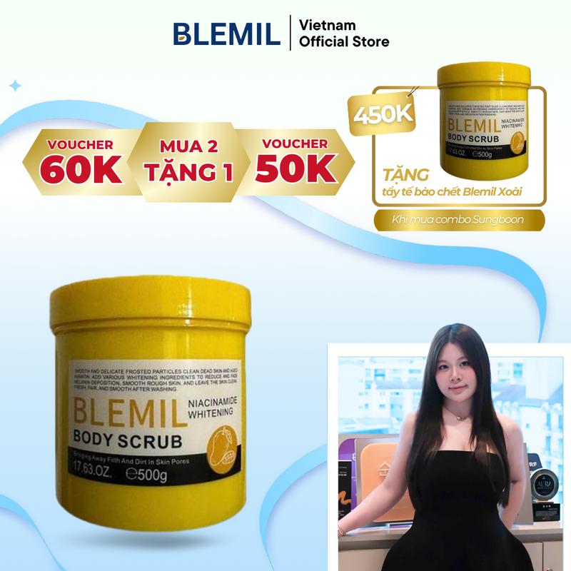 [Bản mới - Mua 1 Tặng 1] Tẩy Tế Bào Chết Kiêm Sữa Tắm Hỗ Trợ Trắng Da Blemil #Mùi Xoài 500g