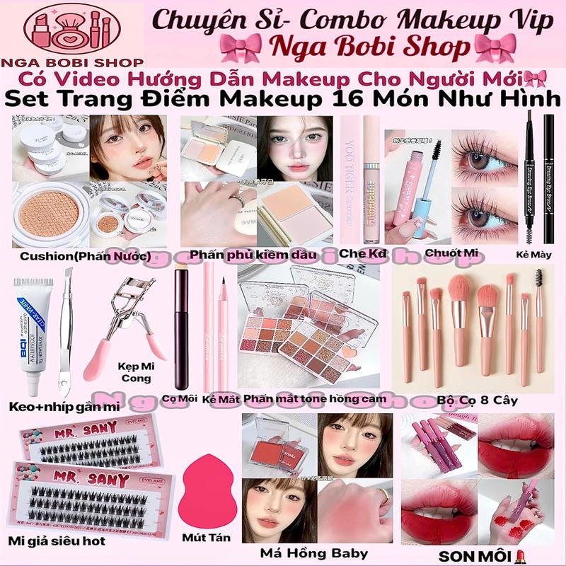  TẶNG Xịt Khoá Nền-Tổng 17 Món  LƯU Ý SHOP CHỈ CÒN BỘ MAKEUP CÁ NHÂN CƠ BẢN NHƯ TRÊN ẢNH MÔ TẢ CÓ CUSHION Mi giả... 