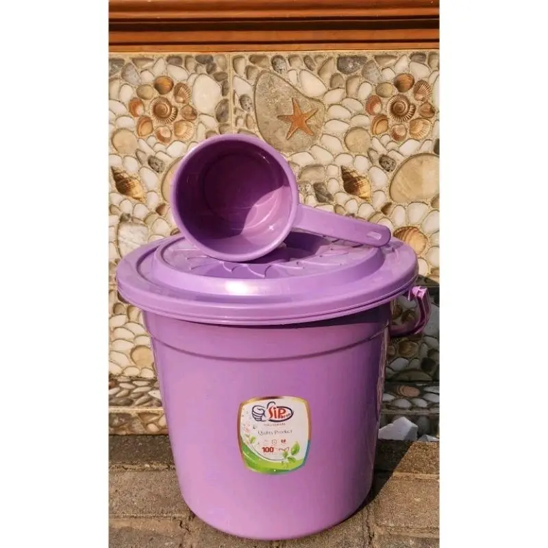 Ember Plastik 6 Galon/15 Liter Ungu Merk Siplbrolo + Tutup Free Gayung Mandi Ungu/Ember Mandi Tebal Warna 0