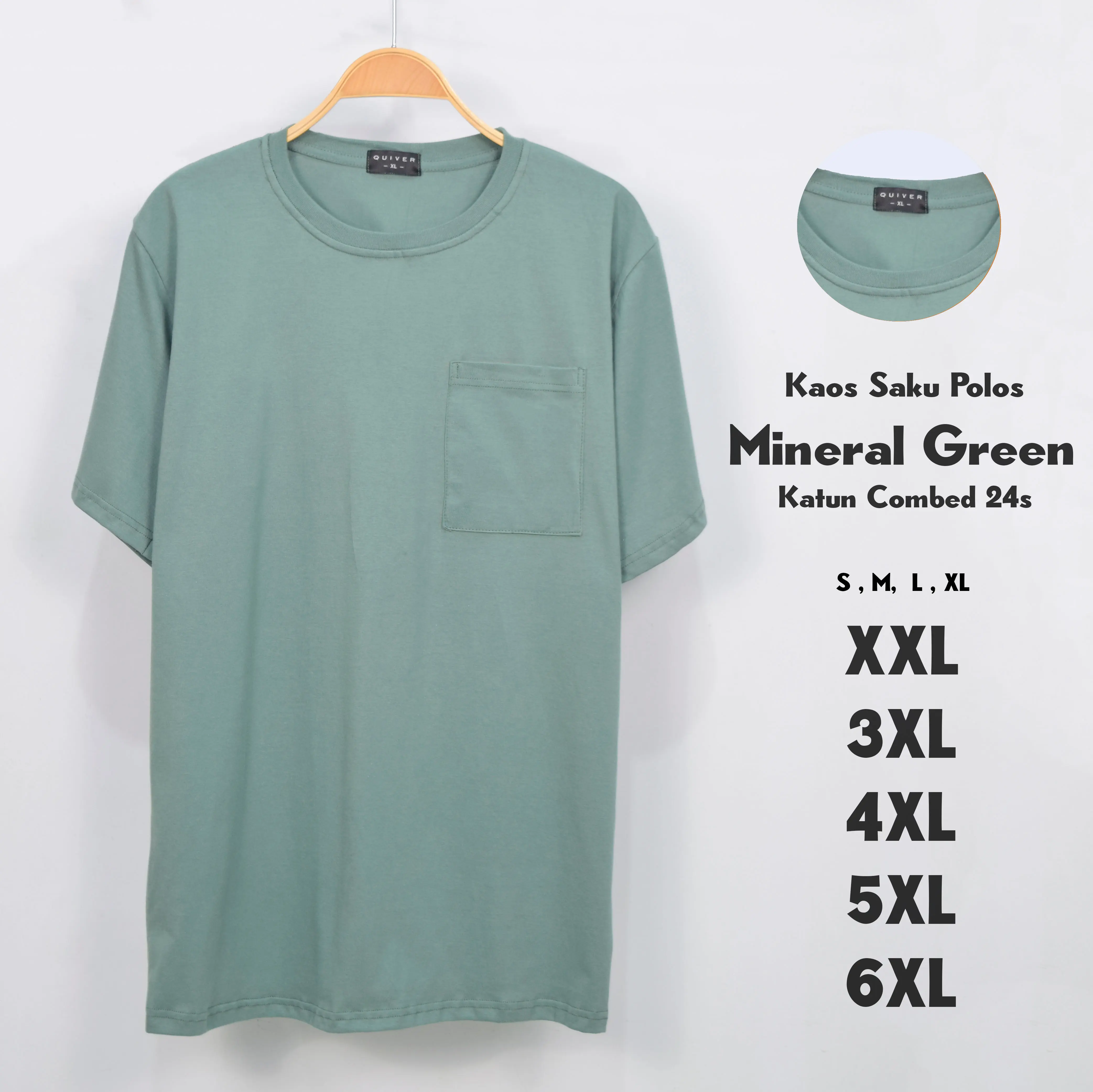 Kaos Saku Polos Jumbo Pria 24s Big Size S M L XL XXL 3XL 4XL 5XL 6XL