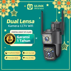 Kamera CCTV V380 V6 Kamera Ganda HD 4K Wifi CCTV Luar Ruangan IP66 Tahan Air Zoom Digital Keamanan Penglihatan Malam WiFi CCTV dengan Kartu SD [Garansi]